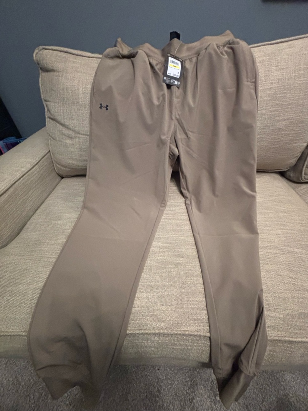 Under Armour Women's Taupe Joggers with Black Logo NWT Medium